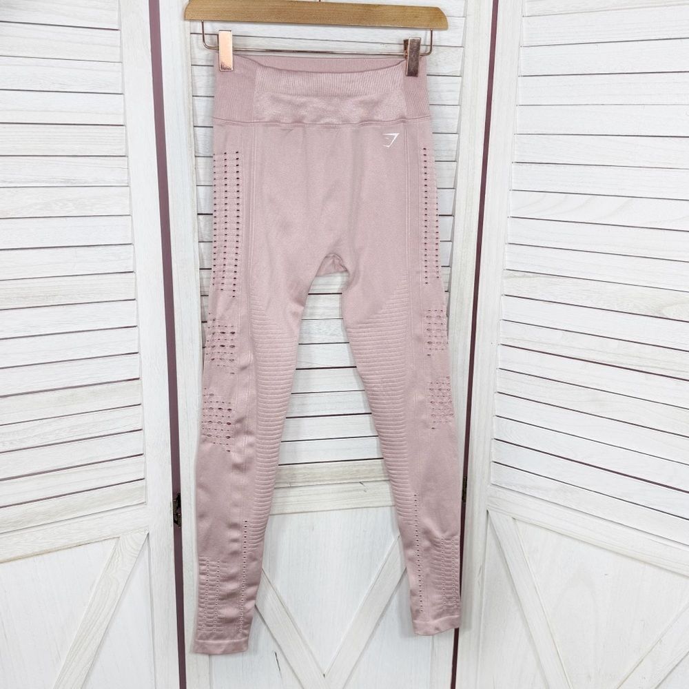 Gymshark Flawless Shine Perforated Seamless Leggings Shimmer Pink Small GLLG5128